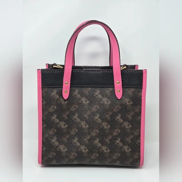 Coach Field Tote 22 Horse And Carriage In Truffle Petunia - Picture 3 of 9